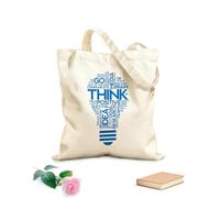 AILOONG Think Lightbulb Idea Office Space Inspirational Words Unbleached Canvas Tote Bag 340g/m² thick fabric Uses as a tool bag
