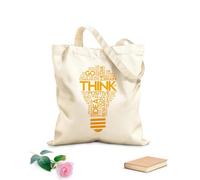 AILOONG Think Lightbulb Idea Office Space Inspirational Words Unbleached Canvas Tote Bag 340g/m² thick fabric Uses as a tool bag