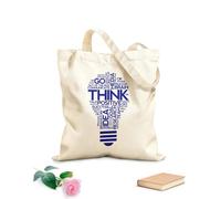 AILOONG Think Lightbulb Idea Office Space Inspirational Words Unbleached Canvas Tote Bag 340g/m² thick fabric Uses as a tool bag