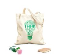 AILOONG Think Lightbulb Idea Office Space Inspirational Words Unbleached Canvas Tote Bag 340g/m² thick fabric Uses as a tool bag