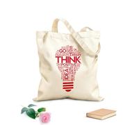 AILOONG Think Lightbulb Idea Office Space Inspirational Words Unbleached Canvas Tote Bag 340g/m² thick fabric Uses as a tool bag