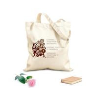 AILOONG Together Progress Office Space Gears Unbleached Canvas Tote Bag 340g/m² thick fabric Uses as a tool bag