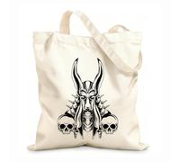 AILOONG Unbleached Canvas Tote Bag Anubis Skull Bones Ancient Egyptian God 12 oz thick fabric Uses as a tool bag 25x30cm Small