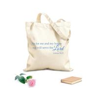AILOONG Unbleached Canvas Tote Bag As for Me and My House We Will Serve The Lord Joshua 24:15 340g/m² thick fabric Uses as a tool bag