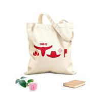 AILOONG Unbleached Canvas Tote Bag Characters American Barbecue Diner Restaurant Cafe 340g/m² thick fabric Uses as a tool bag