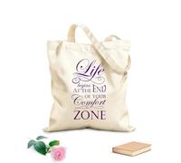 AILOONG Unbleached Canvas Tote Bag Comfort Zone Motivation Quote Words 340g/m² thick fabric Uses as a tool bag