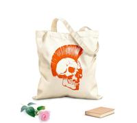 AILOONG Unbleached Canvas Tote Bag Cool Punk Skull Bones Hairstyle Mohawk 340g/m² thick fabric Uses as a tool bag