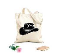 AILOONG Unbleached Canvas Tote Bag Cowboy Hat Texas Lone Star State 12 oz thick fabric Uses as a tool bag 35x40cm Large