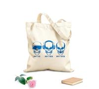 AILOONG Unbleached Canvas Tote Bag Don't See Hear Speak Skull Bones Teen 340g/m² thick fabric Uses as a tool bag