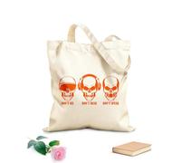 AILOONG Unbleached Canvas Tote Bag Don't See Hear Speak Skull Bones Teen 340g/m² thick fabric Uses as a tool bag