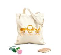 AILOONG Unbleached Canvas Tote Bag Don't See Hear Speak Skull Bones Teen 340g/m² thick fabric Uses as a tool bag