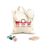 AILOONG Unbleached Canvas Tote Bag Don't See Hear Speak Skull Bones Teen 340g/m² thick fabric Uses as a tool bag