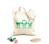 AILOONG Unbleached Canvas Tote Bag Don't See Hear Speak Skull Bones Teen 340g/m² thick fabric Uses as a tool bag