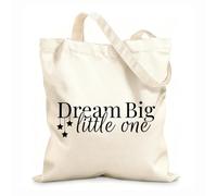AILOONG Unbleached Canvas Tote Bag Dream Big Little One Quote Baby 12 oz thick fabric Uses as a tool bag 35x40cm Large