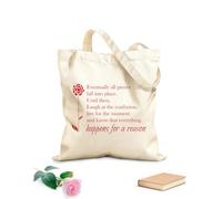 AILOONG Unbleached Canvas Tote Bag Eventually all pieces fall into place, Until then, laugh at the confusion, live for the moment, and know that everything happens for a reason. 340g/m² thick fabric