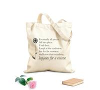 AILOONG Unbleached Canvas Tote Bag Eventually all pieces fall into place, Until then, laugh at the confusion, live for the moment, and know that everything happens for a reason. 340g/m² thick fabric