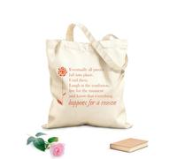 AILOONG Unbleached Canvas Tote Bag Eventually all pieces fall into place, Until then, laugh at the confusion, live for the moment, and know that everything happens for a reason. 340g/m² thick fabric
