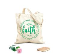 AILOONG Unbleached Canvas Tote Bag Faith Inspiration Phrase Possible Bible Quote Words 340g/m² thick fabric Uses as a tool bag