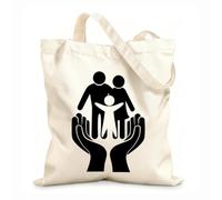 AILOONG Unbleached Canvas Tote Bag Family Together Hands Child Protection Home 12 oz thick fabric Uses as a tool bag 35x40cm Large