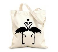 AILOONG Unbleached Canvas Tote Bag Flamingo Bird Amazing Romantic Style 12 oz thick fabric Uses as a tool bag 25x30cm Small