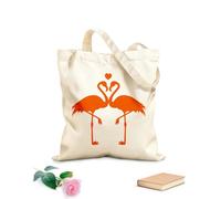 AILOONG Unbleached Canvas Tote Bag Flamingo Bird Amazing Romantic Style 340g/m² thick fabric Uses as a tool bag