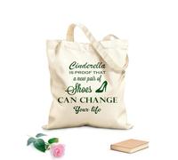 AILOONG Unbleached Canvas Tote Bag Funny Quote Cinderella Is The Proof Shoes Home 340g/m² thick fabric Uses as a tool bag