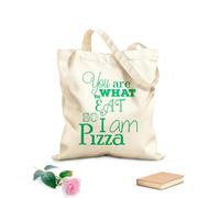 AILOONG Unbleached Canvas Tote Bag Funny Quote Words Pizza Eat Pizzeria 340g/m² thick fabric Uses as a tool bag