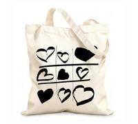 AILOONG Unbleached Canvas Tote Bag Game Tic Tac Toe Love Heart Romance 12 oz thick fabric Uses as a tool bag 31x36cm Medium