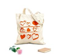 AILOONG Unbleached Canvas Tote Bag Game Tic Tac Toe Love Heart Romance 340g/m² thick fabric Uses as a tool bag
