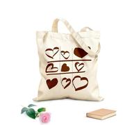 AILOONG Unbleached Canvas Tote Bag Game Tic Tac Toe Love Heart Romance 340g/m² thick fabric Uses as a tool bag