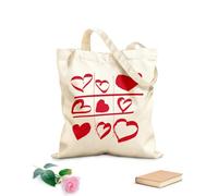 AILOONG Unbleached Canvas Tote Bag Game Tic Tac Toe Love Heart Romance 340g/m² thick fabric Uses as a tool bag