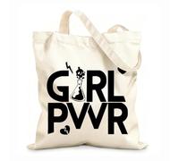 AILOONG Unbleached Canvas Tote Bag Girls Power Love Heart Words 12 oz thick fabric Uses as a tool bag 25x30cm Small