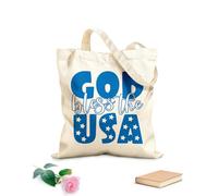 AILOONG Unbleached Canvas Tote Bag God Bless You USA Patriotic Quote Words 340g/m² thick fabric Uses as a tool bag