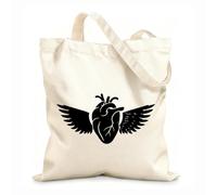 AILOONG Unbleached Canvas Tote Bag Heart Organ Bird Wings Feathers 12 oz thick fabric Uses as a tool bag 31x36cm Medium