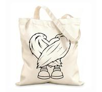 AILOONG Unbleached Canvas Tote Bag Heart Wings Love Romance Bird 12 oz thick fabric Uses as a tool bag 35x40cm Large