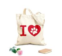 AILOONG Unbleached Canvas Tote Bag I Love Pet Dog Cat Kids 340g/m² thick fabric Uses as a tool bag