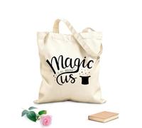 AILOONG Unbleached Canvas Tote Bag Inspirational Magic Tricks Quote Hat Stars 12 oz thick fabric Uses as a tool bag 35x40cm Large