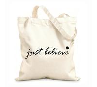 AILOONG Unbleached Canvas Tote Bag Just Believe Positive Words Inspiration Heart ation Quote 12 oz thick fabric Uses as a tool bag 25x30cm Small