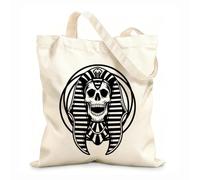 AILOONG Unbleached Canvas Tote Bag King Pharaoh Skull Bones Ancient Horror Egyptian 12 oz thick fabric Uses as a tool bag 25x30cm Small
