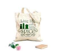 AILOONG Unbleached Canvas Tote Bag Kitchen Quote Spice Chef Restaurant Cook 340g/m² thick fabric Uses as a tool bag