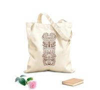 AILOONG Unbleached Canvas Tote Bag Lagre North American Aztec Totem Poles 340g/m² thick fabric Uses as a tool bag