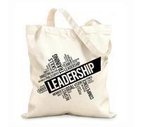 AILOONG Unbleached Canvas Tote Bag Leadership Quote Words Cloud Teamwork Success 12 oz thick fabric Uses as a tool bag 25x30cm Small