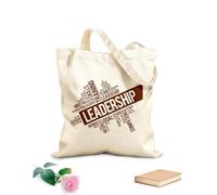 AILOONG Unbleached Canvas Tote Bag Leadership Quote Words Cloud Teamwork Success 340g/m² thick fabric Uses as a tool bag