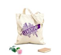 AILOONG Unbleached Canvas Tote Bag Leadership Quote Words Cloud Teamwork Success 340g/m² thick fabric Uses as a tool bag
