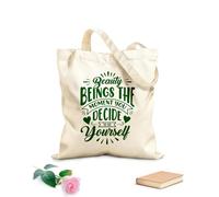 AILOONG Unbleached Canvas Tote Bag Lettering Beauty Begins The Moment Quote Words 340g/m² thick fabric Uses as a tool bag