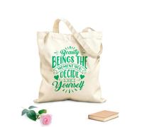 AILOONG Unbleached Canvas Tote Bag Lettering Beauty Begins The Moment Quote Words 340g/m² thick fabric Uses as a tool bag
