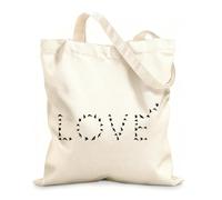 AILOONG Unbleached Canvas Tote Bag Lettering Words Love Birds Patterns Girl Romance 12 oz thick fabric Uses as a tool bag 35x40cm Large