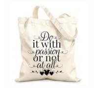 AILOONG Unbleached Canvas Tote Bag Living Home Words Passion Inspiring Quote 12 oz thick fabric Uses as a tool bag 35x40cm Large