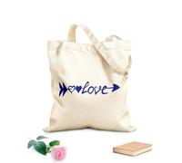AILOONG Unbleached Canvas Tote Bag Love Lettering Arrow Romantic ation 340g/m² thick fabric Uses as a tool bag