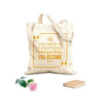 AILOONG Unbleached Canvas Tote Bag Mind Is Everything Buddha Quote Inspirational 340g/m² thick fabric Uses as a tool bag